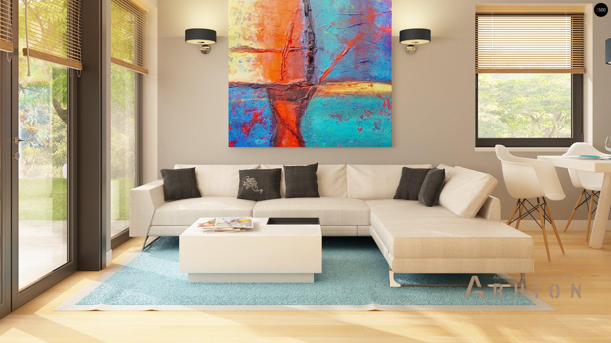 2. Проект одноэтажного дома в современном стиле с четырехскатной, Z24 GL, площадью - 141 кв c терассой, гаражом